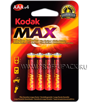 Батарейки Kodak Мax, LR3, тип AAA, 4 шт.