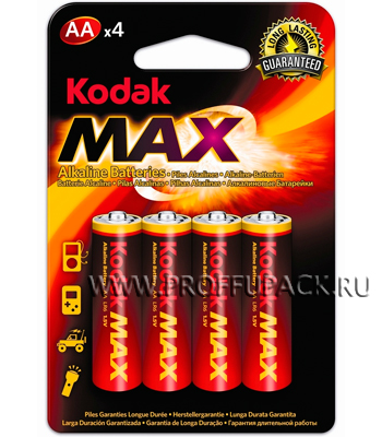 Батарейки Kodak Мax, LR6, тип AA, 4 шт.