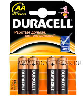Батарейки Duracell LR6, тип AA, 4 шт.