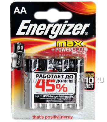 Батарейки ENERGIZER Max, LR6, тип АА, 4 шт.