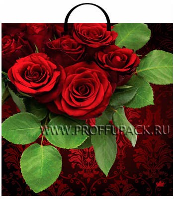 Пакет с пластиковыми ручками "Шикарные розы",  40х44, 100 мкм.