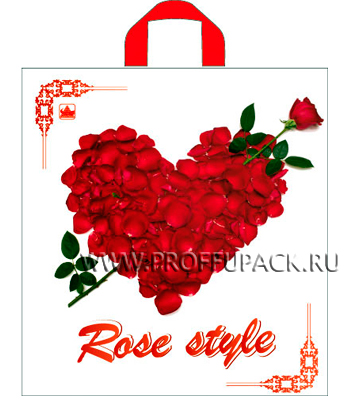 Пакет "Сердце из роз", 40х44+3 см., 43 мкм.