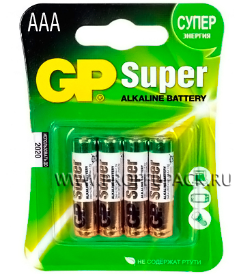 Батарейки GP Super LR3, тип ААА, 4 шт.